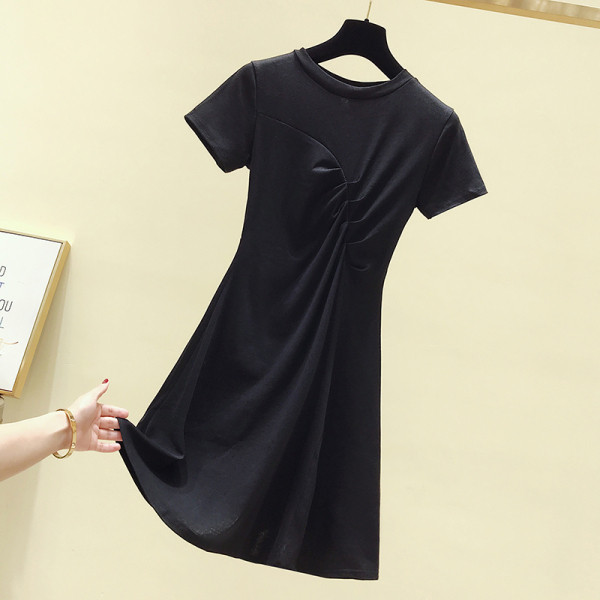 Дамска ежедневна пролетна рокля с къс ръкав разкроен модел 