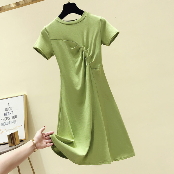 Дамска ежедневна пролетна рокля с къс ръкав разкроен модел 