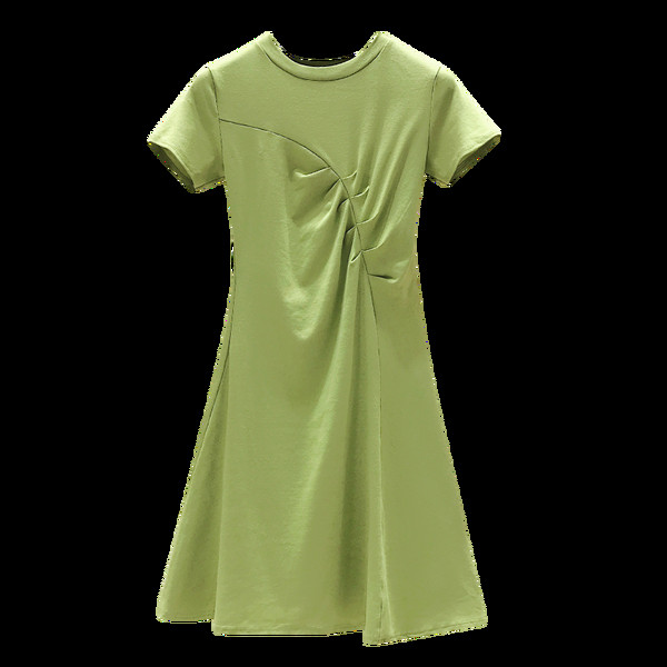 Дамска ежедневна пролетна рокля с къс ръкав разкроен модел 