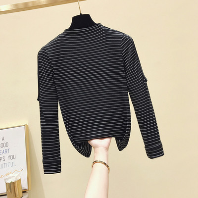 Sieviešu ikdienišķa svītraina blūze ar apaļu kakla izgriezumu