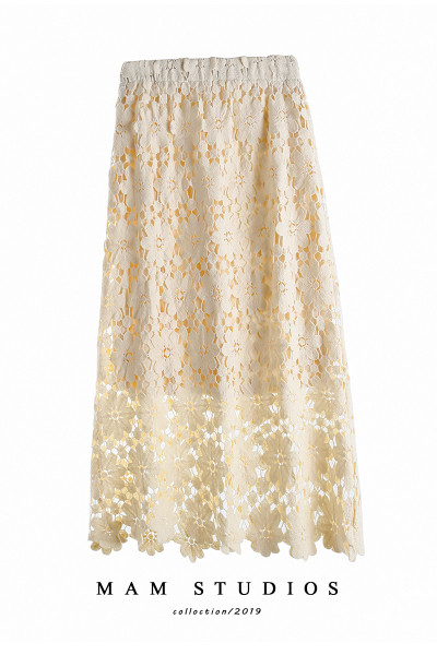 Naujo modelio nėriniuotas ilgas sijonas elastingu juosmeniu