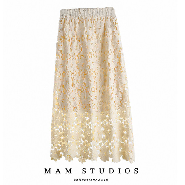 Naujo modelio nėriniuotas ilgas sijonas elastingu juosmeniu