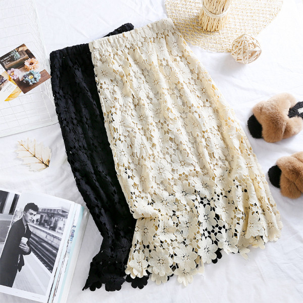 Naujo modelio nėriniuotas ilgas sijonas elastingu juosmeniu