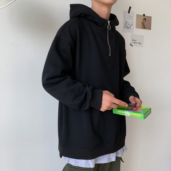 Sporta vīriešu sporta krekla plats modelis ar kapuci un rāvējslēdzēju