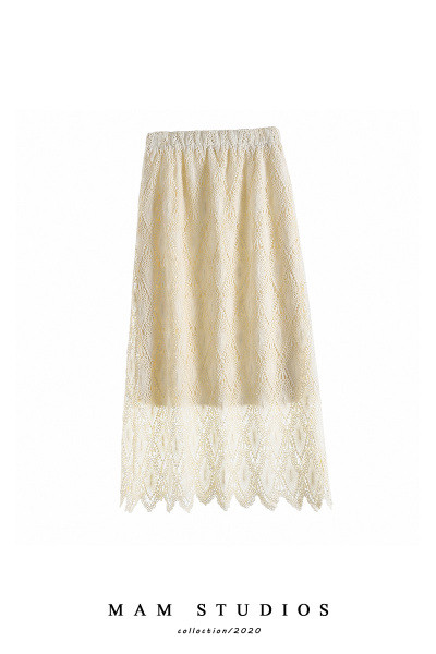 Naujo modelio ilgas nėriniuotas sijonas aukštu juosmeniu