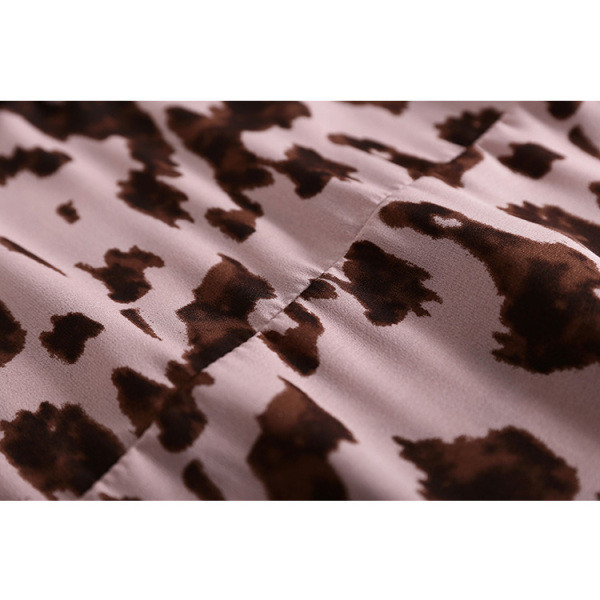 Moteriški šifoniniai šifoniniai marškiniai ilgomis rankovėmis ir leopardo raštu