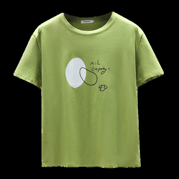 Värvilise aplikatsiooni ja ümara kaelusega vabaaja naiste T-särk