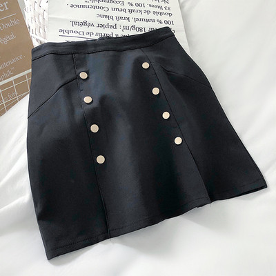 Μοντέρνα γυναικεία φούστα με ψηλή μέση με μεταλλικά στοιχεία