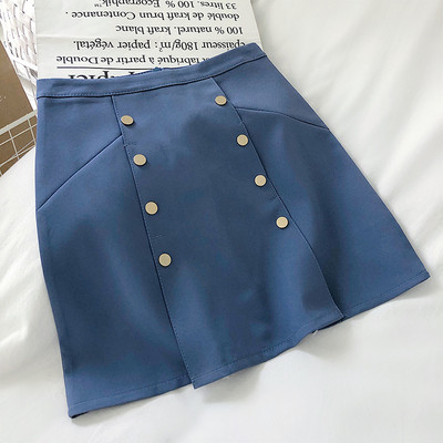 Μοντέρνα γυναικεία φούστα με ψηλή μέση με μεταλλικά στοιχεία