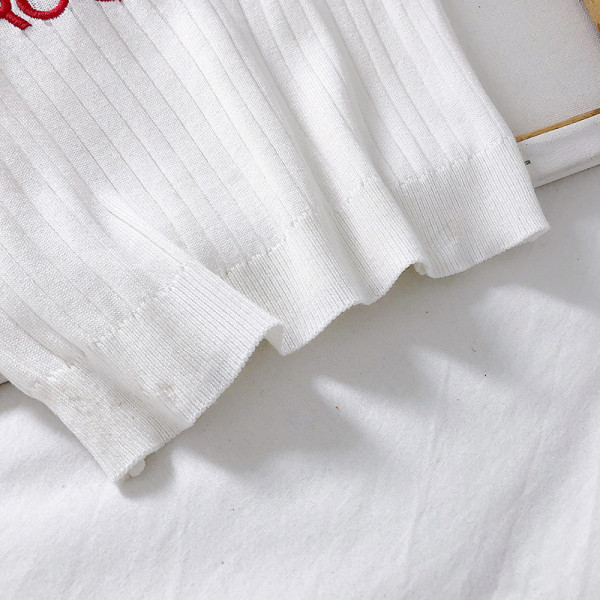 Maieu tricotat pentru femei, cu bretele largi și inscripția „Rockless”