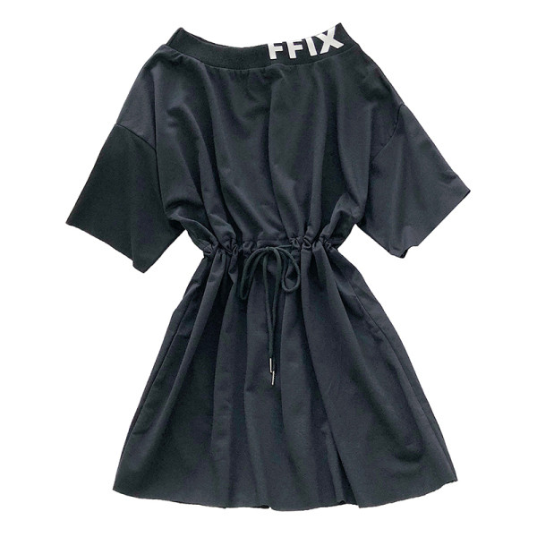 Lühikeste varrukate ja vöökoha lipsudega vabaaja naiste kleit