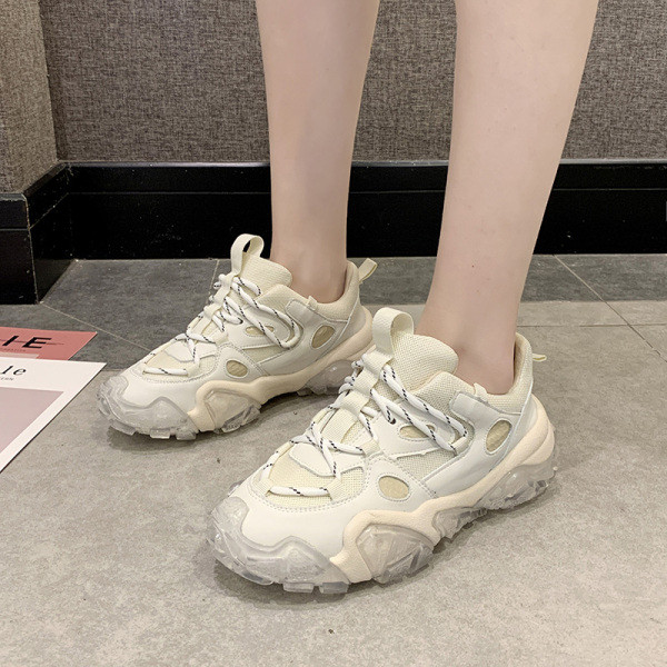 Αθλητικά γυναικεία  καθημερινά παπούτσια με πολύχρωμα κορδόνια και χοντρή σόλα