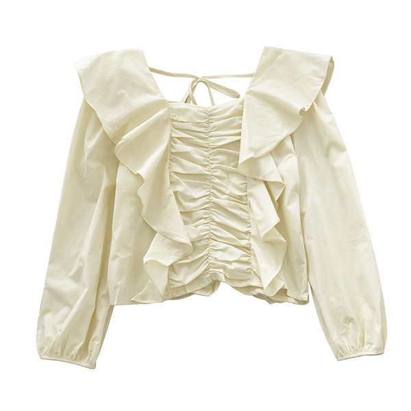 Bluză de damă cu mâneci lungi și bucle