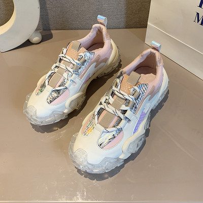 Laisvalaikiai moteriški sportbačiai su guminiu padu ir spalvotais kaklaraiščiais