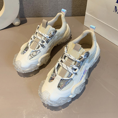 Laisvalaikiai moteriški sportbačiai su guminiu padu ir spalvotais kaklaraiščiais