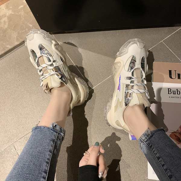 Laisvalaikiai moteriški sportbačiai su guminiu padu ir spalvotais kaklaraiščiais