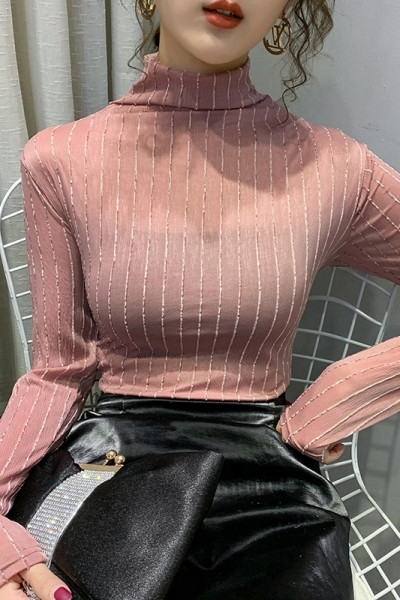 Ikdienas sieviešu blūze ar augstu apkakli