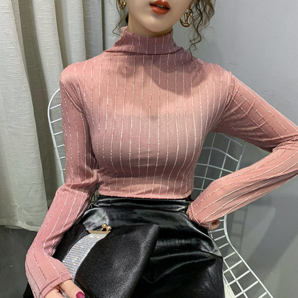 Ikdienas sieviešu blūze ar augstu apkakli