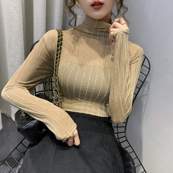 Ikdienas sieviešu blūze ar augstu apkakli