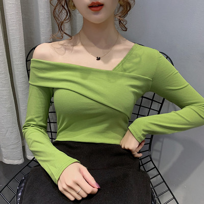 Női alkalmi blúz csupasz váll és hosszú ujjú