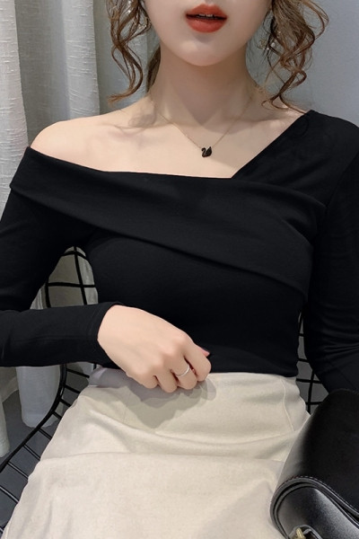 Női alkalmi blúz csupasz váll és hosszú ujjú