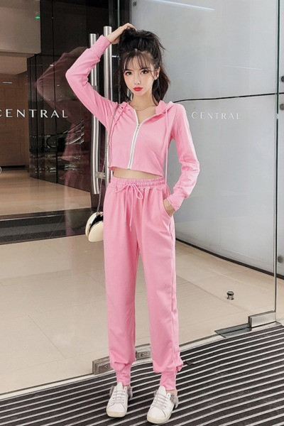 Καθημερινό γυναικείο σετ από δύο μέρη με φερμουάρ και κορδόνια