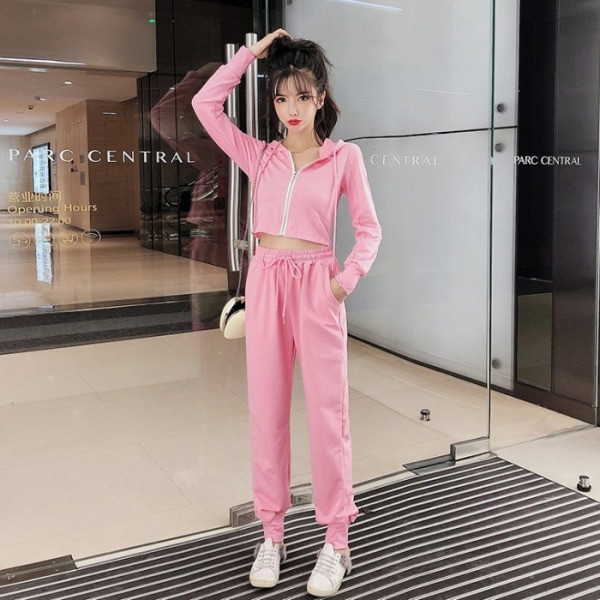 Καθημερινό γυναικείο σετ από δύο μέρη με φερμουάρ και κορδόνια