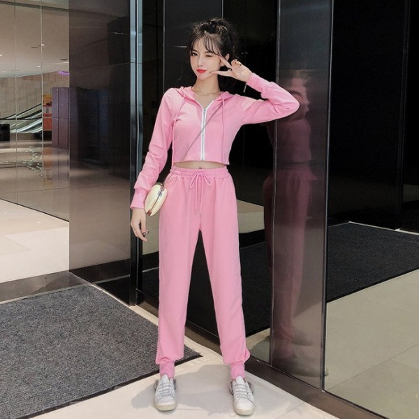 Καθημερινό γυναικείο σετ από δύο μέρη με φερμουάρ και κορδόνια