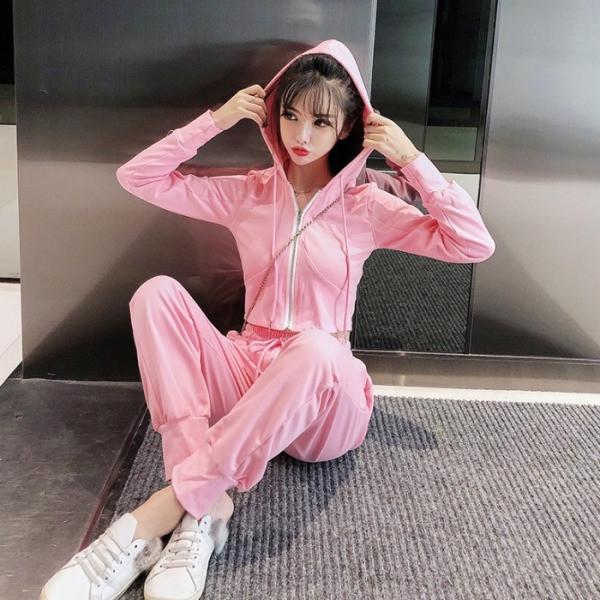 Καθημερινό γυναικείο σετ από δύο μέρη με φερμουάρ και κορδόνια