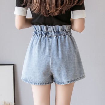 Γυναικεία casual shorts με υψηλή μέση και κορδόνια