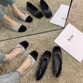 Pantofi casual dama cu talpa plate in alb-negru