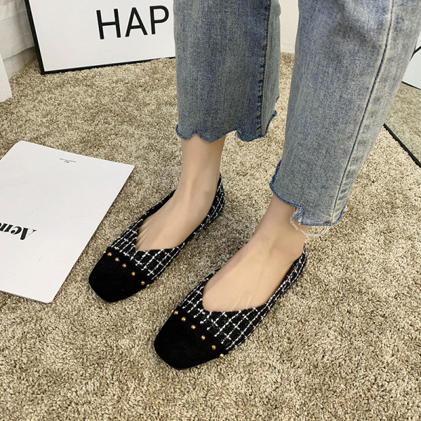 Pantofi casual dama cu talpa plate in alb-negru