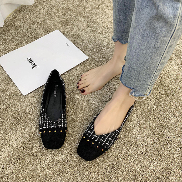 Pantofi casual dama cu talpa plate in alb-negru