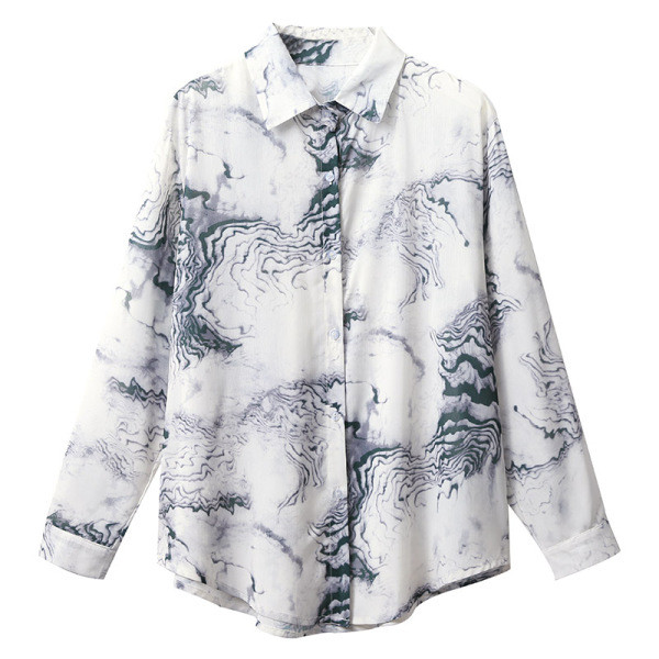 Női ing színes mintával, hosszú ujjal és gombokkal