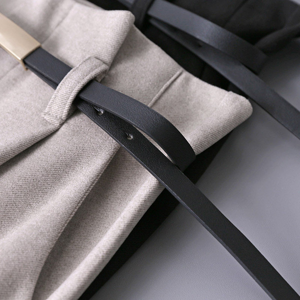 Vastag női nadrág egyenes modell magas derékkal és övvel