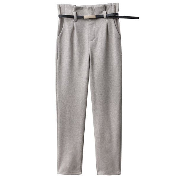 Vastag női nadrág egyenes modell magas derékkal és övvel