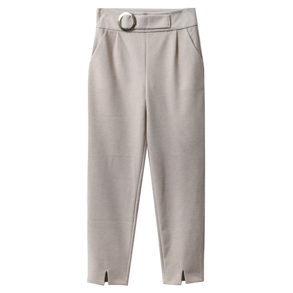 Stílusos női egyenes nadrág magas derékkal és fém csattal