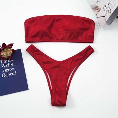 Κλασικό μοντέλο γυναικείο μαγιό μπικίνι με γυαλιστερό εφέ