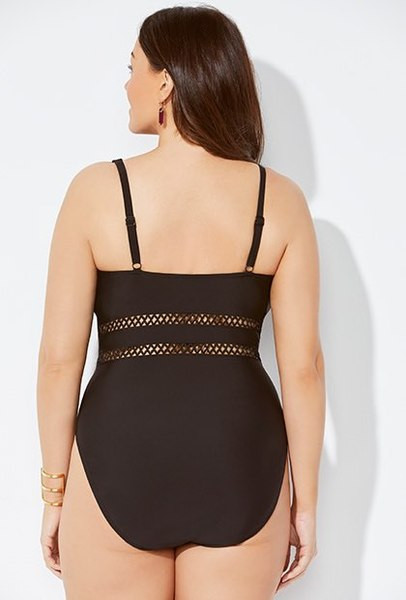 Didelio dydžio paprastas maudymosi kostiumėlis juodos spalvos - 4XL