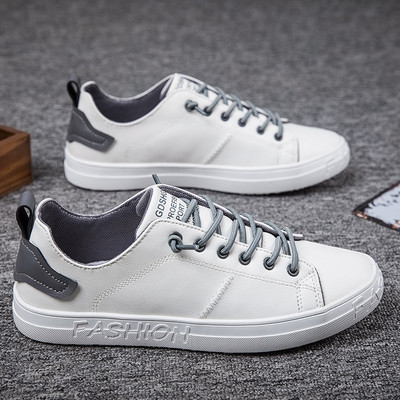 Ανδρικά αθλητικά έκο δερμάτινα  παπούτσια με κορδόνια και ίσια σόλα