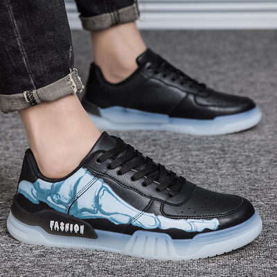 Casual αθλητικά ανδρικά παπούτσια οικολογικά δερμάτινα  με ίσια πέλματα και κορδόνια