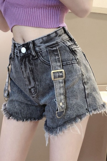 Casual shorts τζιν  με υψηλή μέση και τιράντες