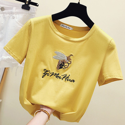 Γυναικεία casual T-shirt με πολύχρωμα κεντήματα και στρογγυλό λαιμόκοψη