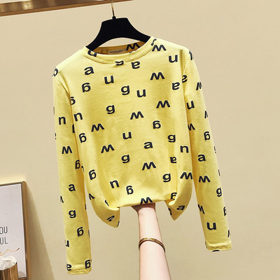 Καθημεινή γυναικεία μπλούζα με επιγραφή και στρογγυλό ντεκολτέ