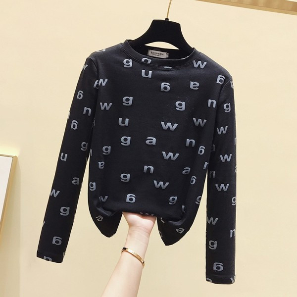 Καθημεινή γυναικεία μπλούζα με επιγραφή και στρογγυλό ντεκολτέ