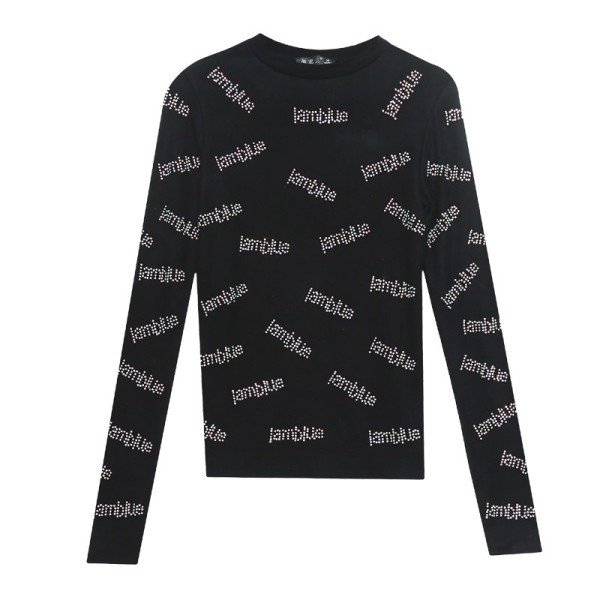 Καθημεινή γυναικεία μπλούζα με επιγραφή και στρογγυλό ντεκολτέ