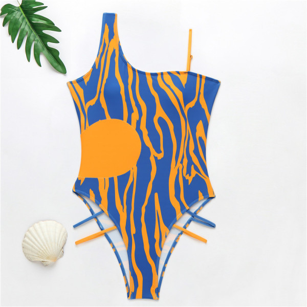 Costum de baie la zi cu căptușeală și model de culoare