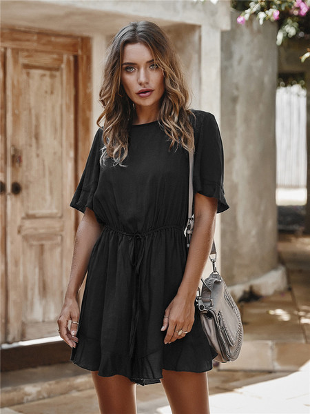 Νέο μοντέλο γυναικεία ολόσωμη φόρμα σορτς με φαρδιά μανίκια και κορδόνια