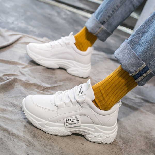 Jauns ikdienas sieviešu kedu modelis no eko ādas ar mežģīnēm un raupju zoli