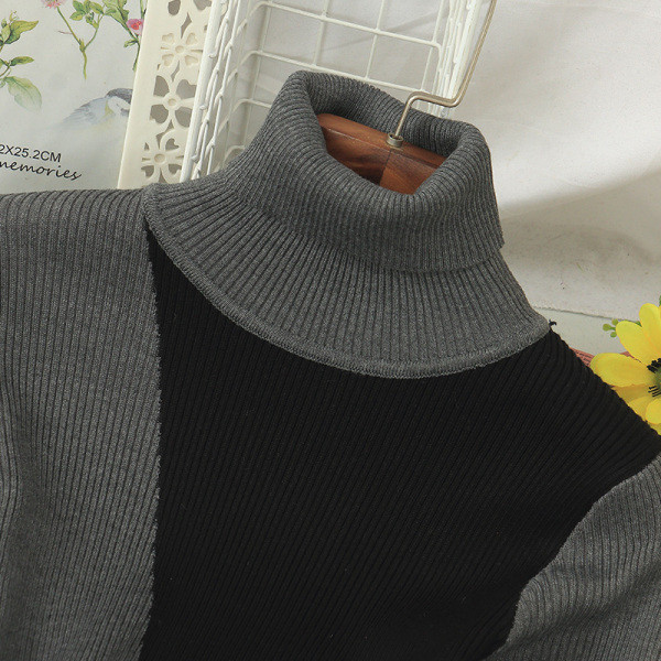 Rochie casual de dama cu guler inalt si maneci lungi